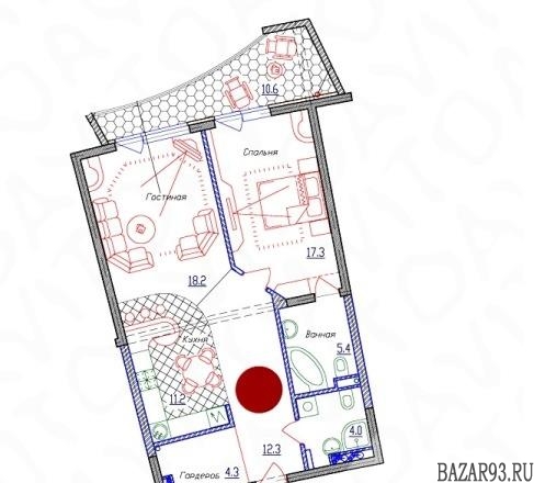 Продам квартиру в новостройке 2-к квартира 83 м² на 6 этаже 17-этажного монолитн